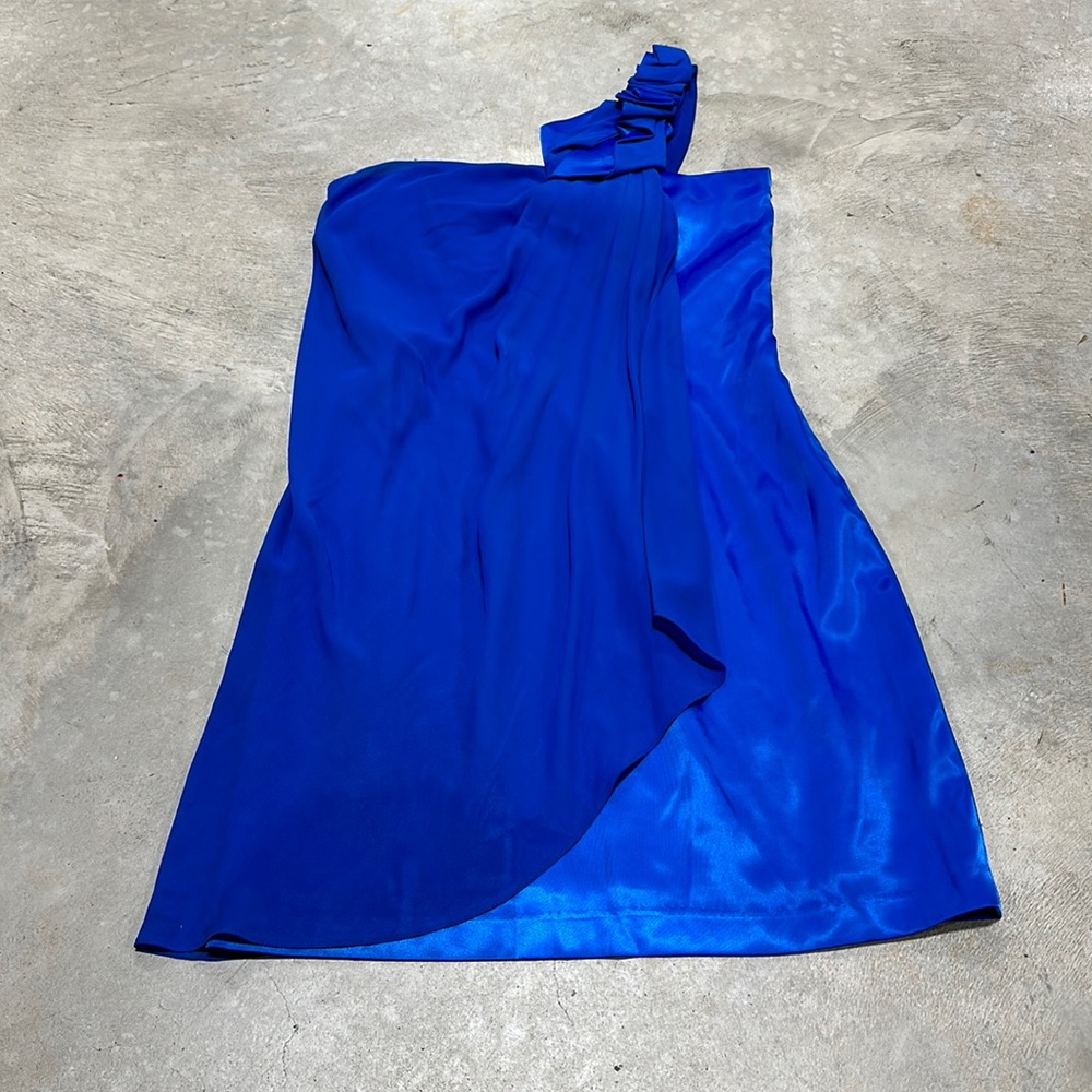 Maxandcleo brand Royal blue party dress‎ one sided strap w/side zip /Size 6 /E-5